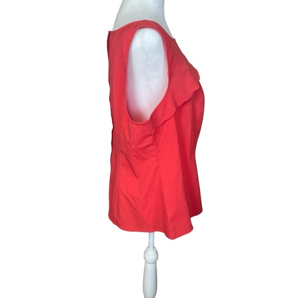 ModCloth Coral Plus Sleeveless Blouse Scalloped Cutout 1X Zip Close Party Spring - Picture 3 of 9